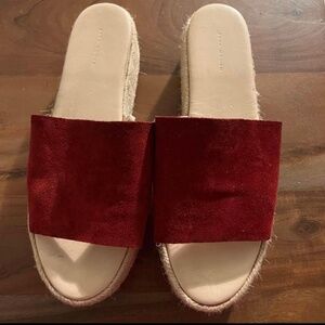 ♥️♥️ Zara Plataform Sandals Red Velvet Womens EUR 40 US 9.5